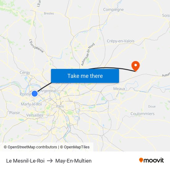 Le Mesnil-Le-Roi to May-En-Multien map