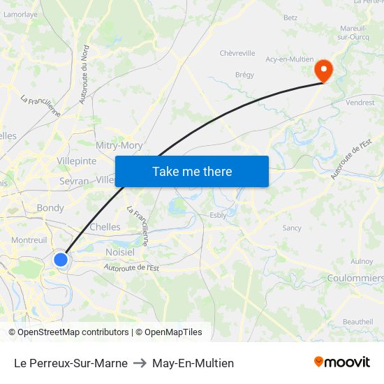 Le Perreux-Sur-Marne to May-En-Multien map