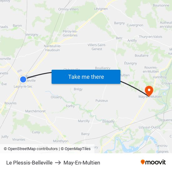 Le Plessis-Belleville to May-En-Multien map