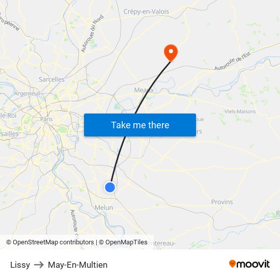 Lissy to May-En-Multien map