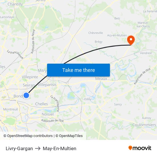 Livry-Gargan to May-En-Multien map