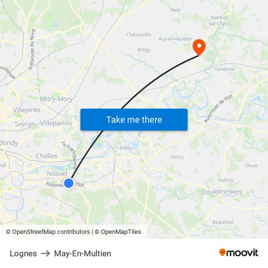 Lognes to May-En-Multien map