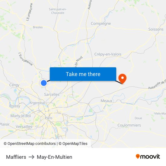 Maffliers to May-En-Multien map