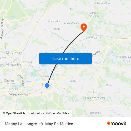Magny-Le-Hongre to May-En-Multien map