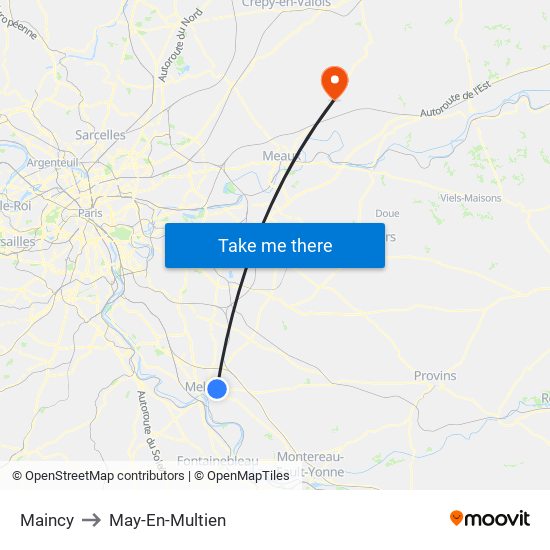 Maincy to May-En-Multien map
