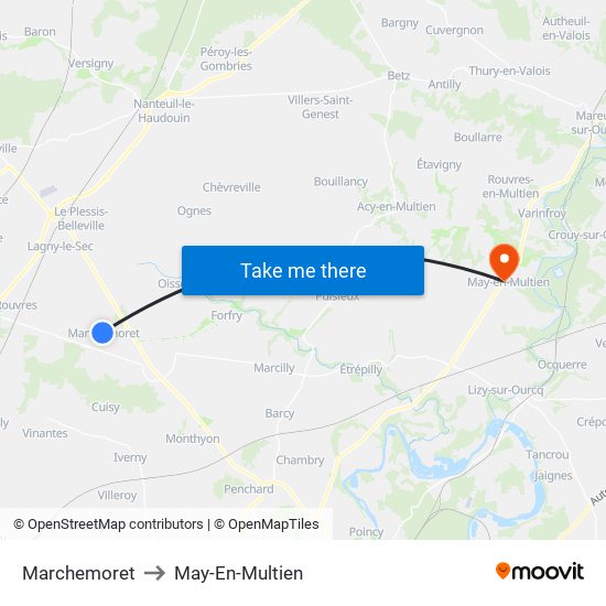 Marchemoret to May-En-Multien map