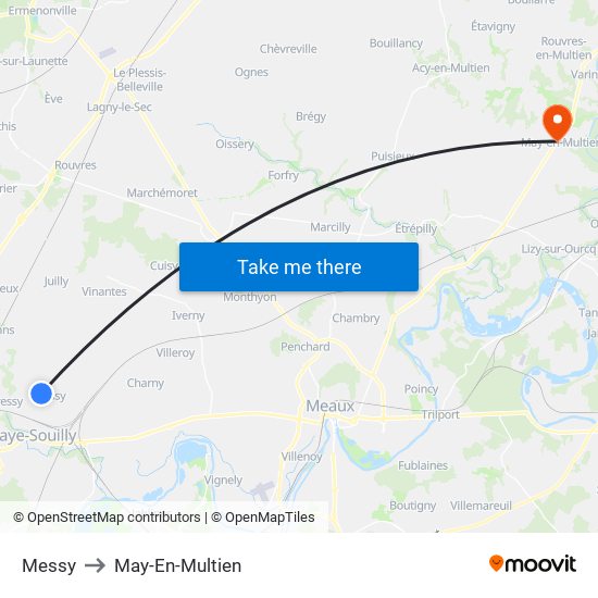 Messy to May-En-Multien map