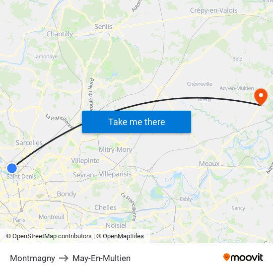 Montmagny to May-En-Multien map