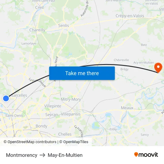 Montmorency to May-En-Multien map