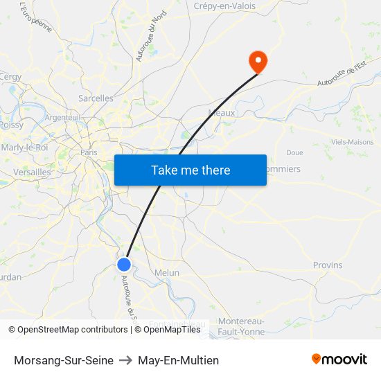 Morsang-Sur-Seine to May-En-Multien map