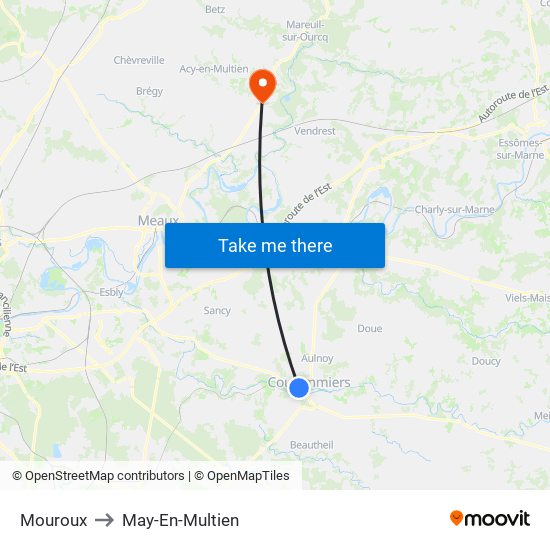 Mouroux to May-En-Multien map