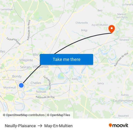 Neuilly-Plaisance to May-En-Multien map