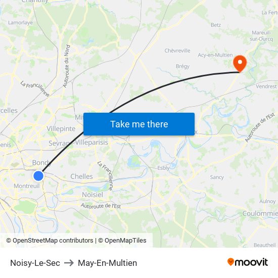 Noisy-Le-Sec to May-En-Multien map