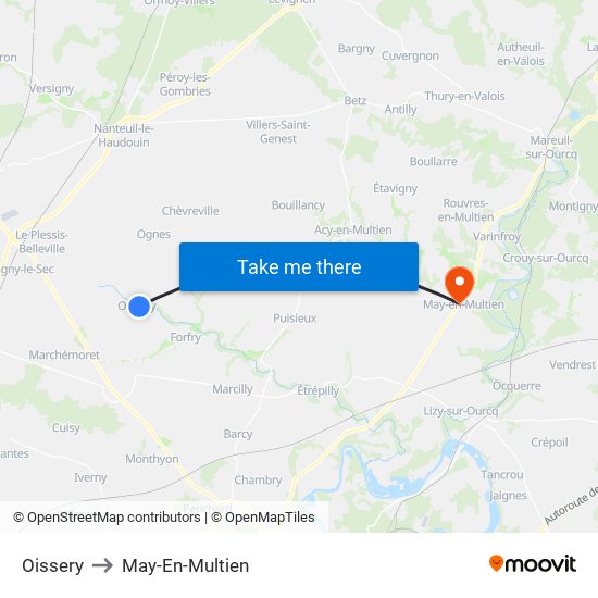 Oissery to May-En-Multien map