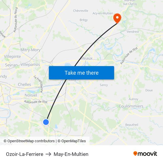 Ozoir-La-Ferriere to May-En-Multien map