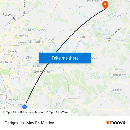 Perigny to May-En-Multien map