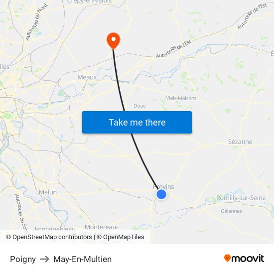 Poigny to May-En-Multien map
