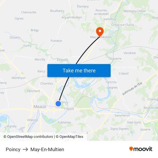 Poincy to May-En-Multien map