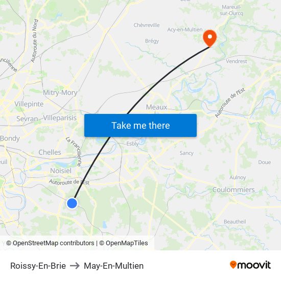 Roissy-En-Brie to May-En-Multien map