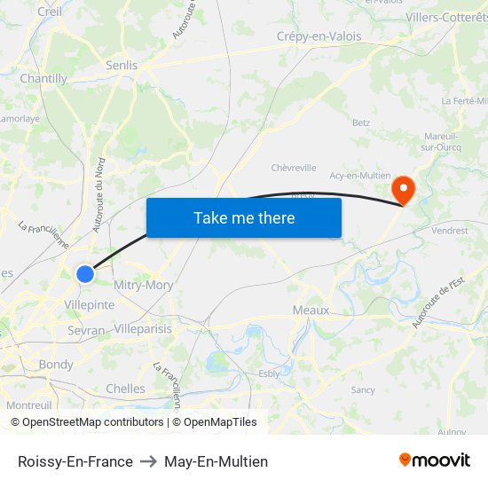 Roissy-En-France to May-En-Multien map