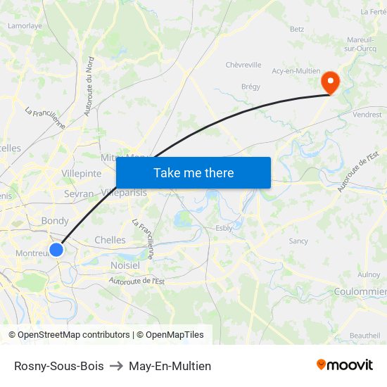 Rosny-Sous-Bois to May-En-Multien map