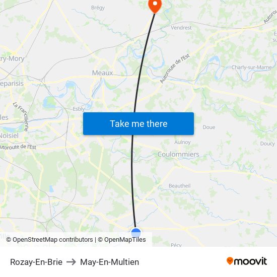 Rozay-En-Brie to May-En-Multien map