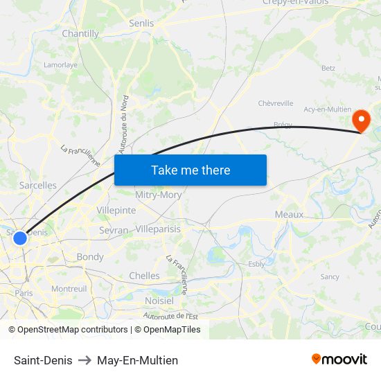 Saint-Denis to May-En-Multien map
