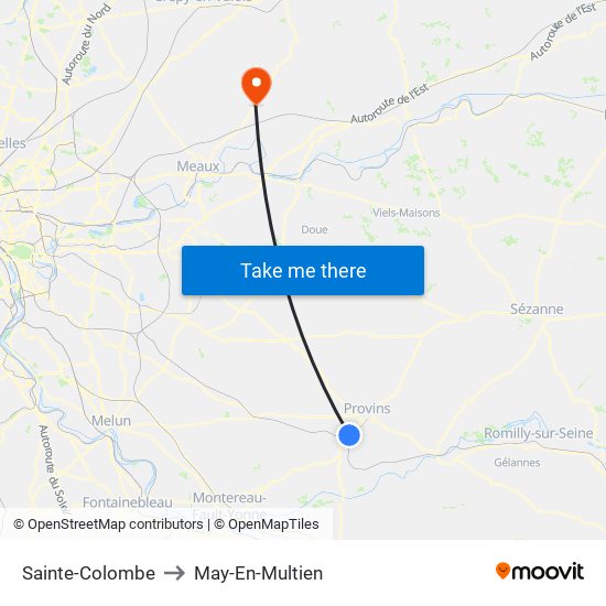 Sainte-Colombe to May-En-Multien map
