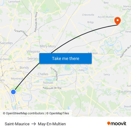 Saint-Maurice to May-En-Multien map