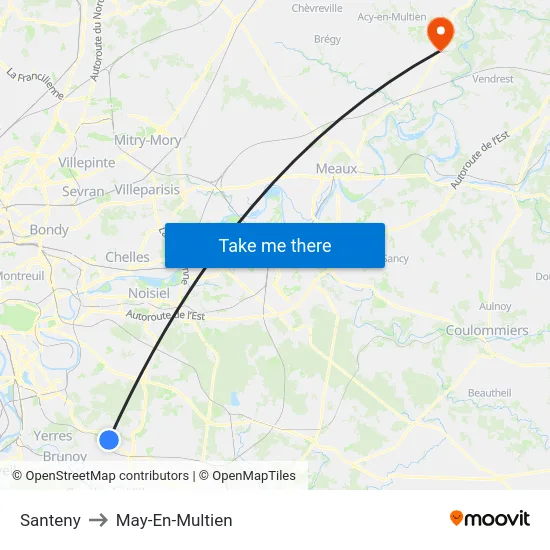 Santeny to May-En-Multien map