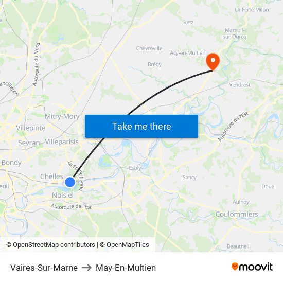 Vaires-Sur-Marne to May-En-Multien map