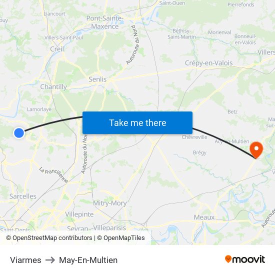 Viarmes to May-En-Multien map