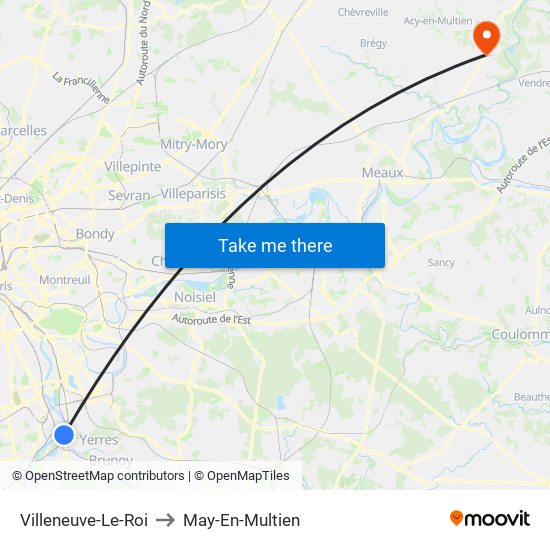 Villeneuve-Le-Roi to May-En-Multien map