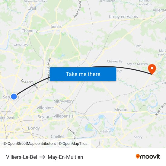 Villiers-Le-Bel to May-En-Multien map