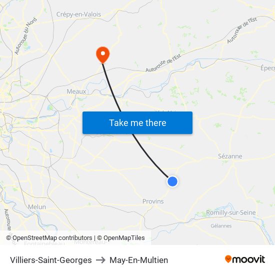 Villiers-Saint-Georges to May-En-Multien map
