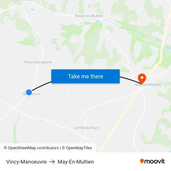 Vincy-Manoeuvre to May-En-Multien map