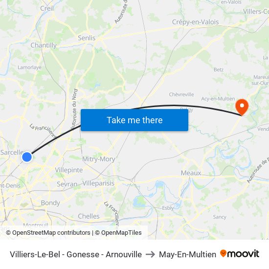 Villiers-Le-Bel - Gonesse - Arnouville to May-En-Multien map