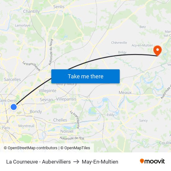 La Courneuve - Aubervilliers to May-En-Multien map