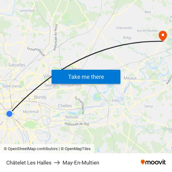 Châtelet Les Halles to May-En-Multien map