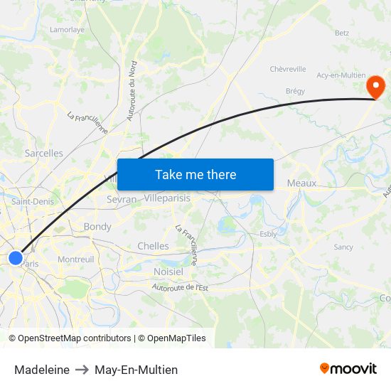 Madeleine to May-En-Multien map