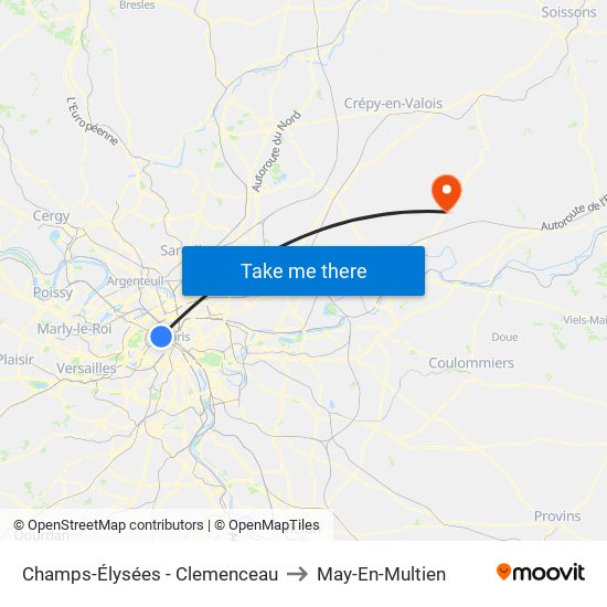 Champs-Élysées - Clemenceau to May-En-Multien map