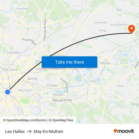 Les Halles to May-En-Multien map