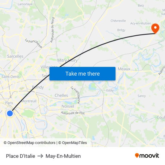 Place D'Italie to May-En-Multien map