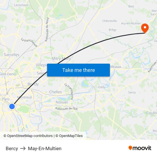 Bercy to May-En-Multien map