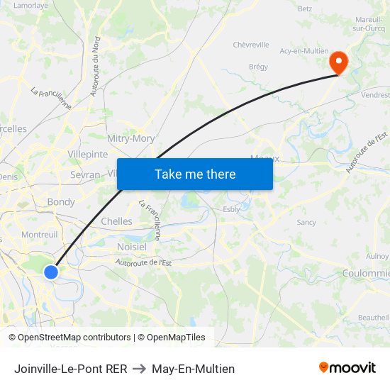 Joinville-Le-Pont RER to May-En-Multien map