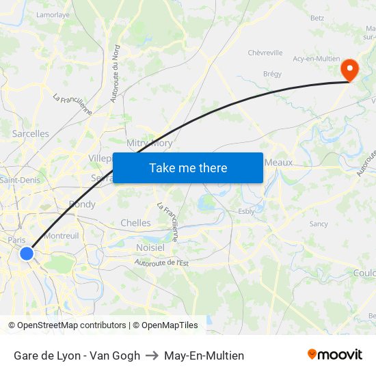 Gare de Lyon - Van Gogh to May-En-Multien map