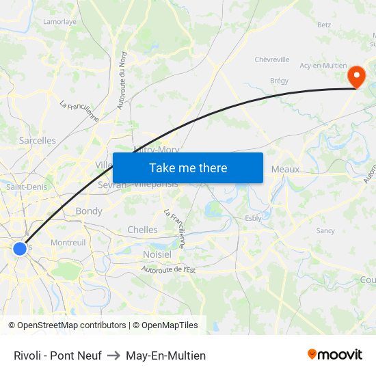 Rivoli - Pont Neuf to May-En-Multien map