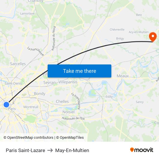 Paris Saint-Lazare to May-En-Multien map