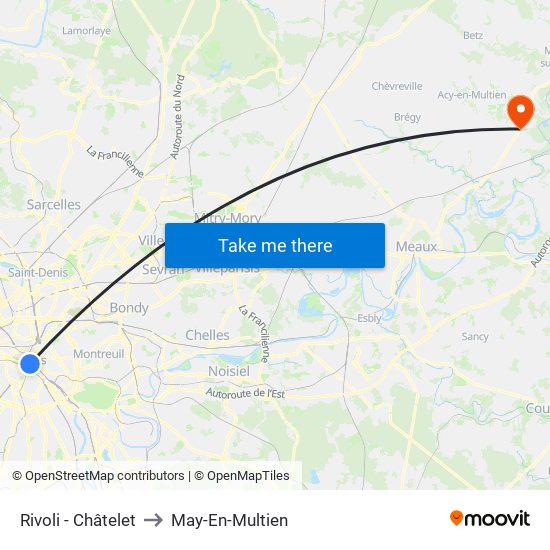 Rivoli - Châtelet to May-En-Multien map