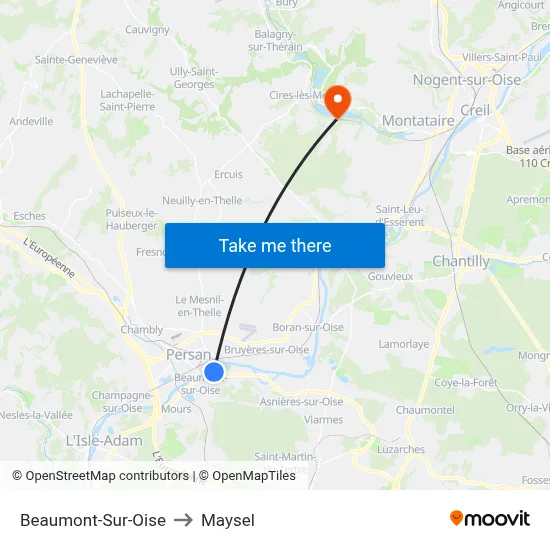 Beaumont-Sur-Oise to Maysel map